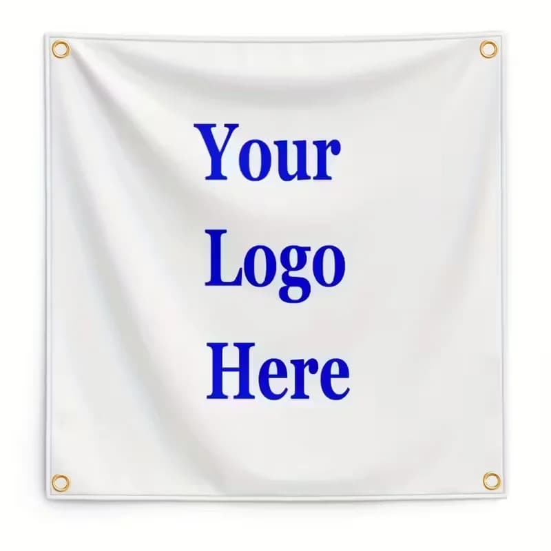 1pc Custom Polyester Single Sided Square Banner with 4 Grommets for Easy Hanging, Perfect for Home and Outdoor Hanging Decor