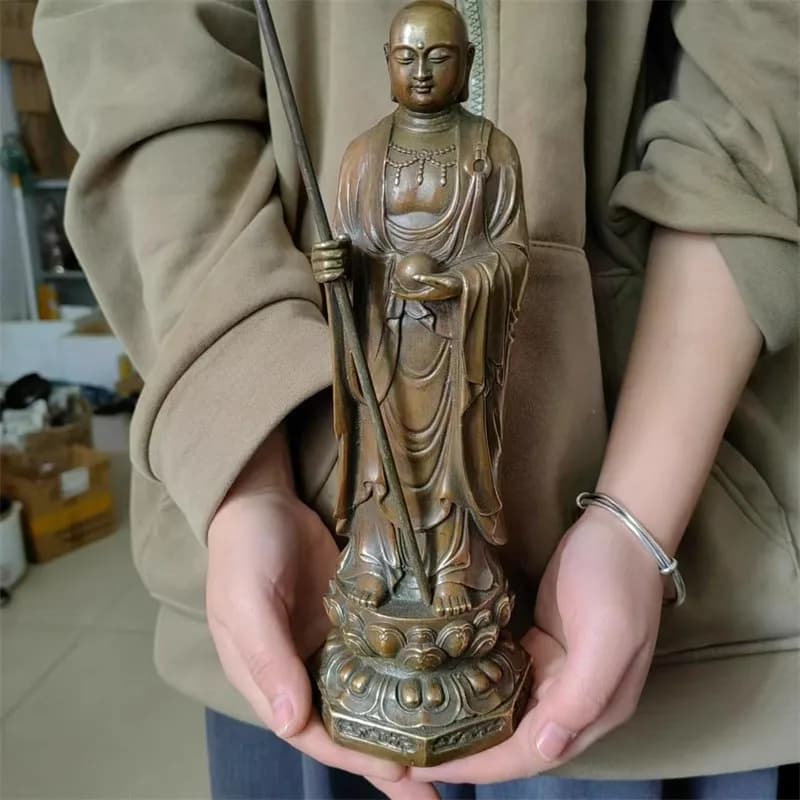 DSA brass Jizang King Bodhisattva Buddha statue is dedicated to Jiuhua Mountain Jizang King ornament sitting lotus Jizang