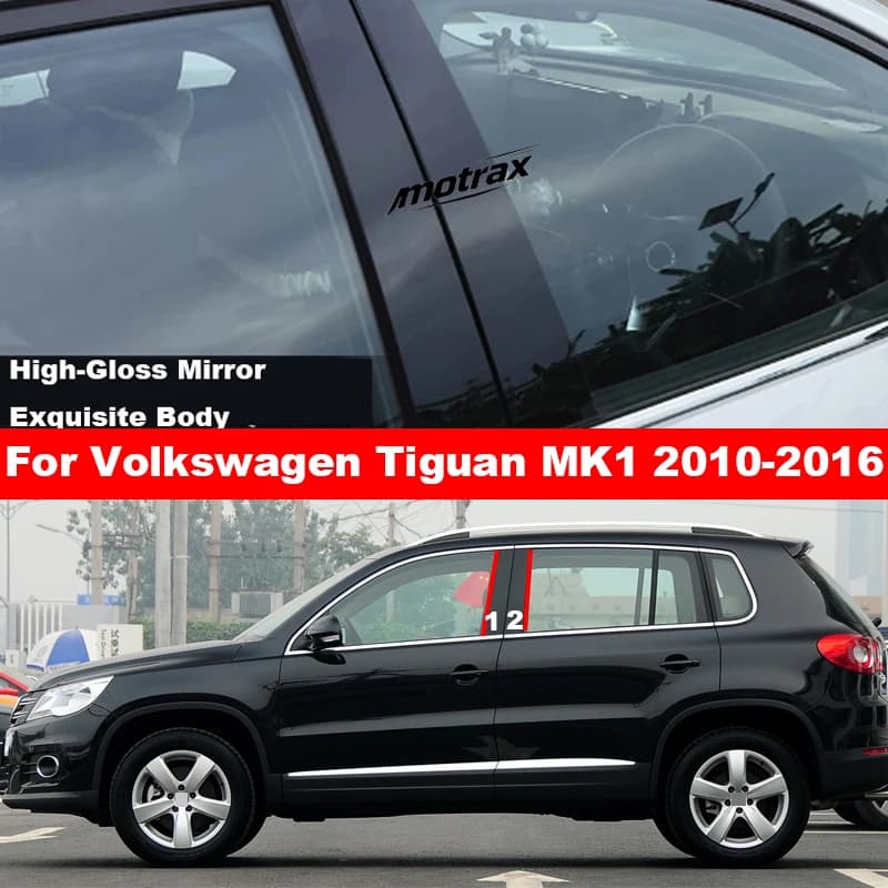 Car B C Pillar Stickers PC Window Trim Cover Middle Pillar Decorative Exterior Accessory for Volkswagen VW Tiguan MK1 2010-2016