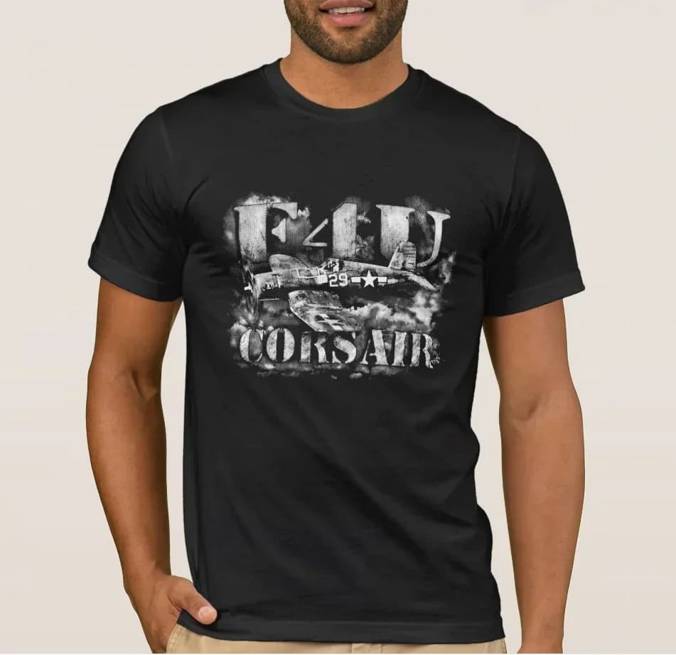 Retro F4U Corsair Fighter Aircraft T-Shirt 100% Cotton O-Neck Summer Short Sleeve Casual Mens T-shirt Size S-3XL