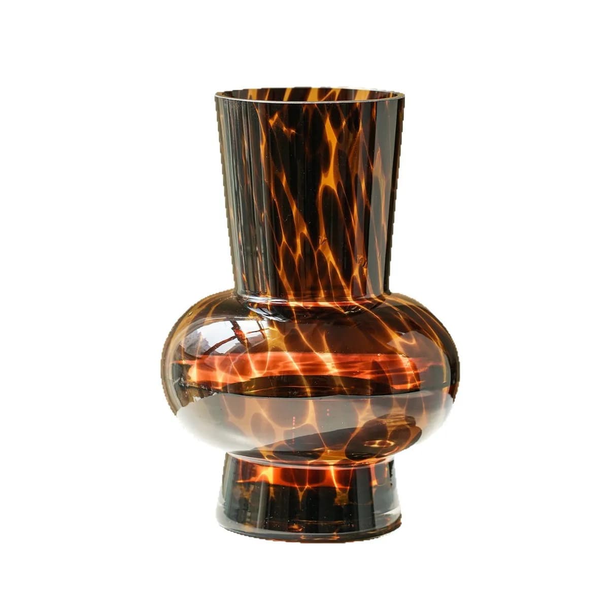 Modern light luxury leopard print series large glass vase high-end hydroponic flower decorative ornament