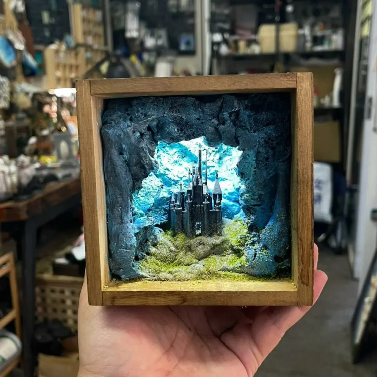 Underwater Castle Handmade Miniature Scene Luminous Ornament Home Desktop Atmosphere Ornament Creative Gift