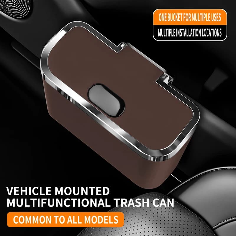 ABS plastic car trash can, hanging flip-top trash can, in-car storage accessory, universal car trash can, suitable for all car models