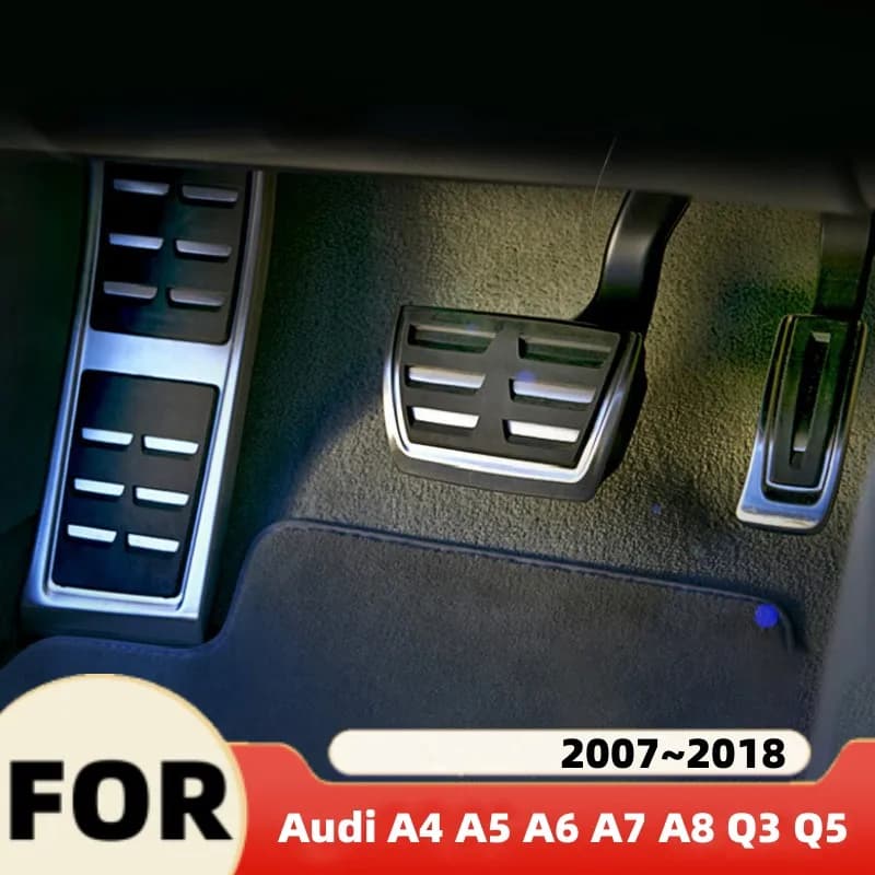 For Audi A4 A5 A6 A7 A8 Q3 Q5 2007-2018 LHD Car Accelerator Brake Foot Pedals Stainless Steel No Drilling Non-slip Pedals Covers