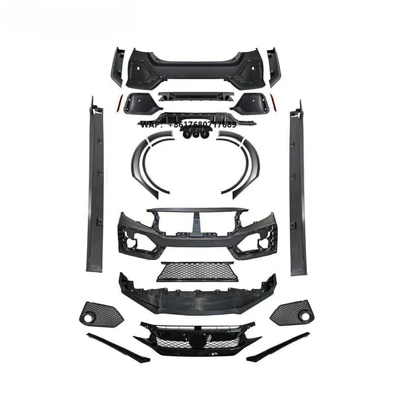 For Type R Civic Spare Parts Car Bumpers Assembly Side Skirts Front Grille Body Kit for Civic 10th Gen