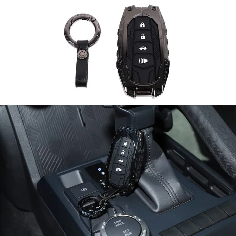 ZincAlloy Key Case Round Buckle Key Pouch Mecha Style Key Fob Cover Car Supplies For Toyota Tacoma 2024-2026 Toyota Tundra 2022+