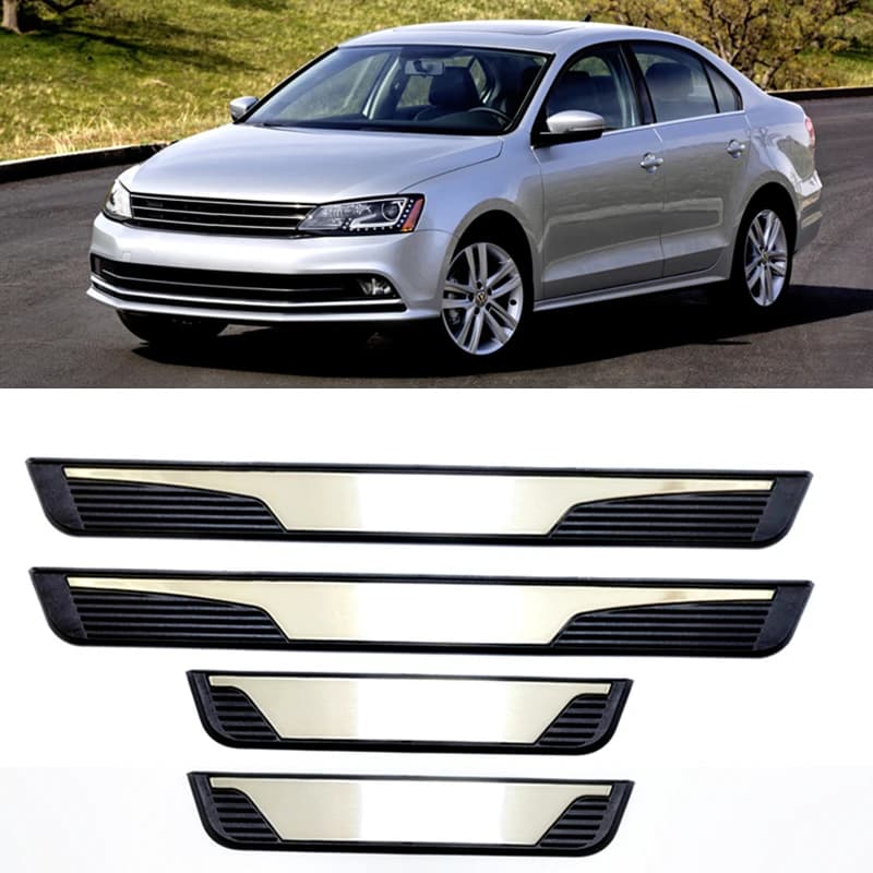 For Volkswagen VW Jetta Vento 2011-2023 2024 2025 Door Sill Pedal Trim Guards Anti-Scratch Scuff Plate Protector Car Accessories