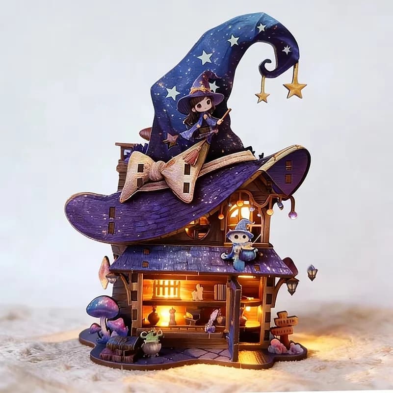 New Wonderland Magic House Wooden Building Blocks Miniature Model LED Kit DIY Assembly Toy for Child Adult Birthday Gift Casa