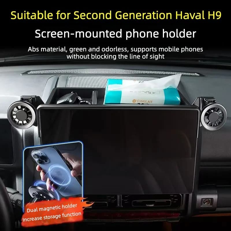 For GWM HAVAL H9 MKII 2024 2025 New H9 Car Navigation Holder Screen Fixed Storage Box Interior Modification Upgrade Parts