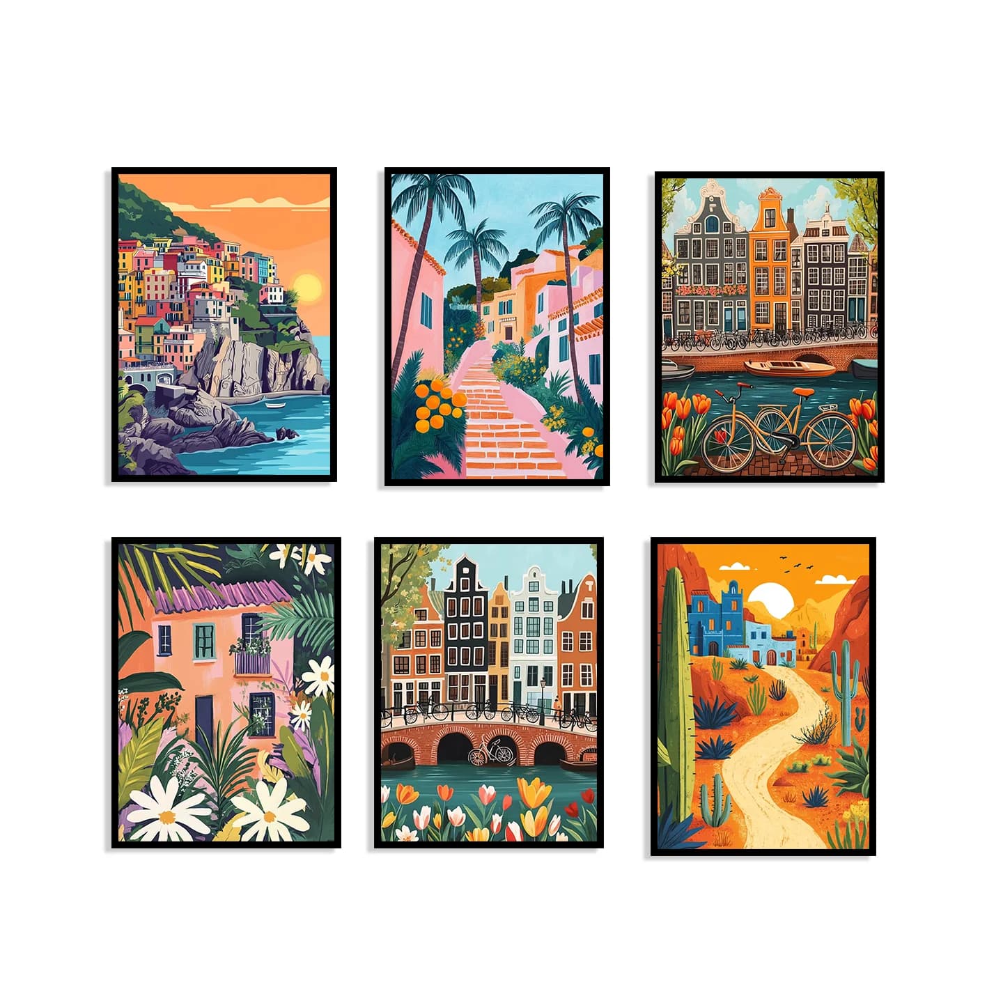 Unique city tourism canvas posters vibrantly colored prints perfect for home décor suitable for bedrooms and living rooms