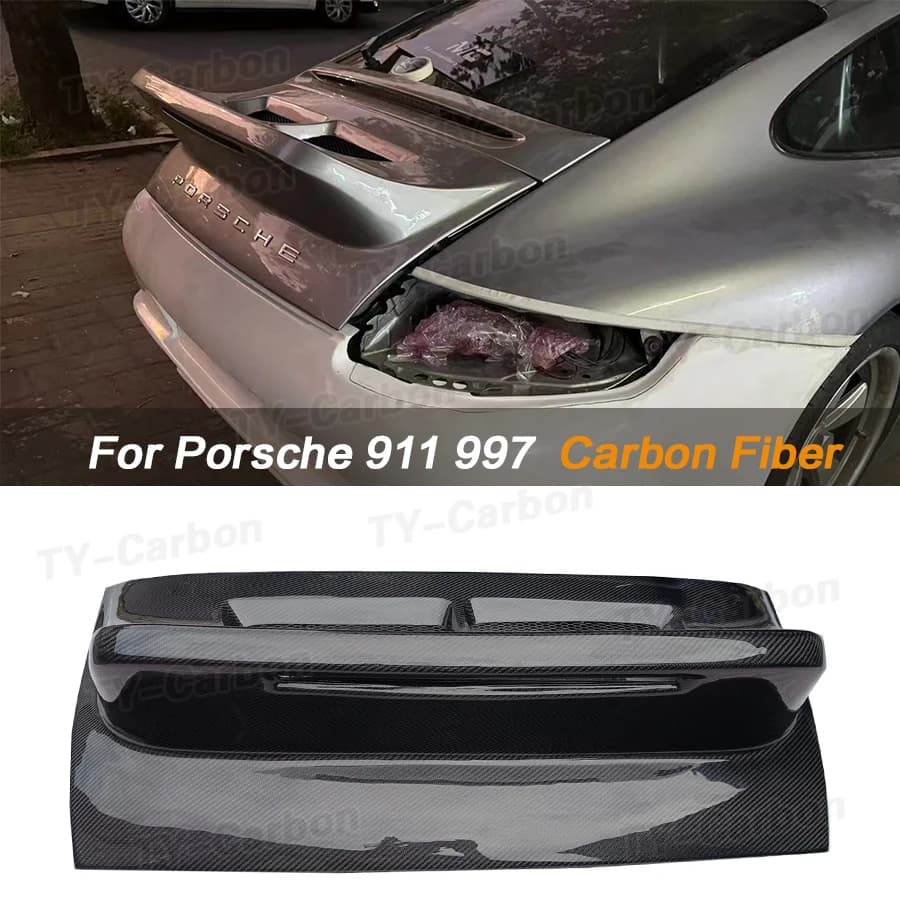 Real Carbon Fiber Rear Spoiler Duck Wing Rear Trunk Lid Spoiler BodyKits for Porsche 911 997 997.1 997.2 2005-2011 Rear Wing FRP