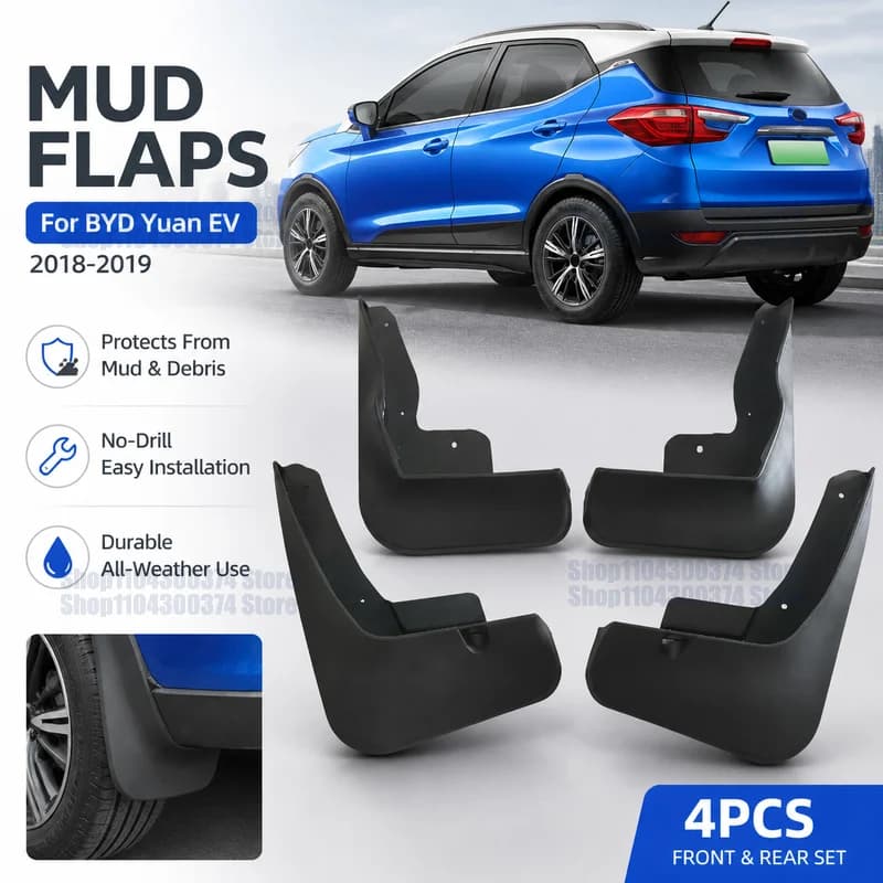 Mud Flaps for BYD Yuan EV 2018-2019 Car Mudflaps Splash Mud Flaps Front Rear Wheel Fender Flare Auto Accessories