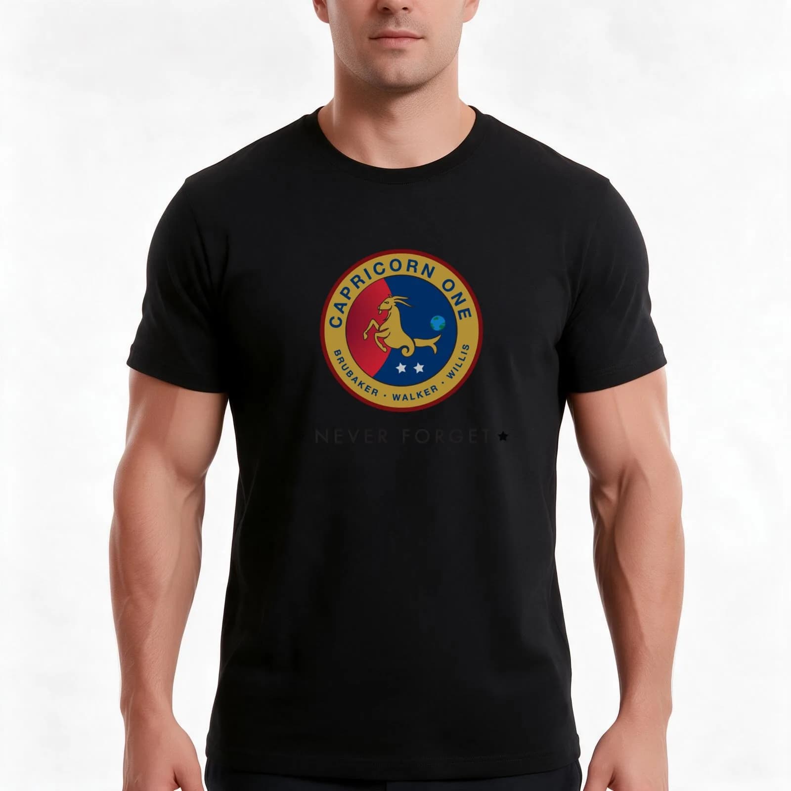 Capricorn One Logo T-Shirt, Summer Casual Cotton Tee, Oversized Streetwear Tops, Vintage Graphic Print, Loose Fit Short Sleeve