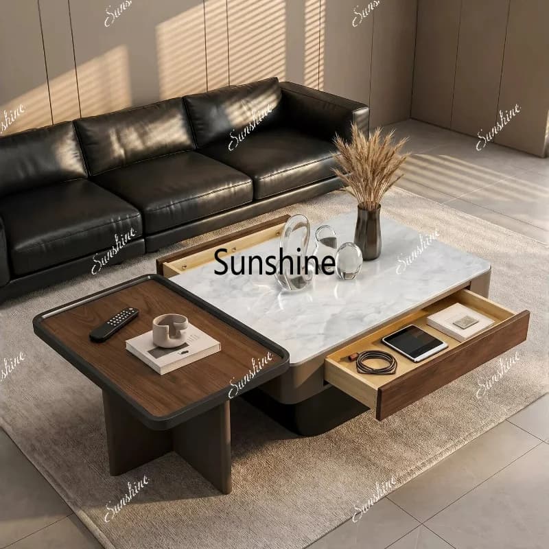 Medieval style solid wood coffee table living room balcony household square coffee table