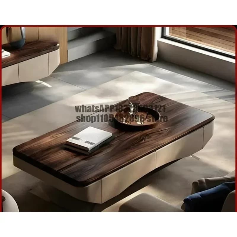 Coffee table living room household light luxury high-end small apartment high-end walnut solid wood TV cabinet combination