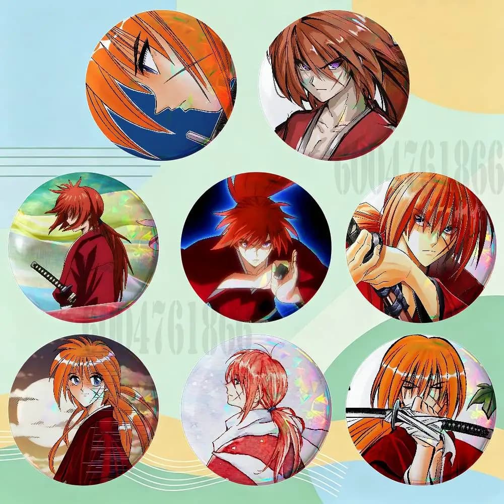 H-Himura Kenshin Badges 25 32 44 58 75 mm Round Customizable Wholesale Fan goods Self-made fan freebies