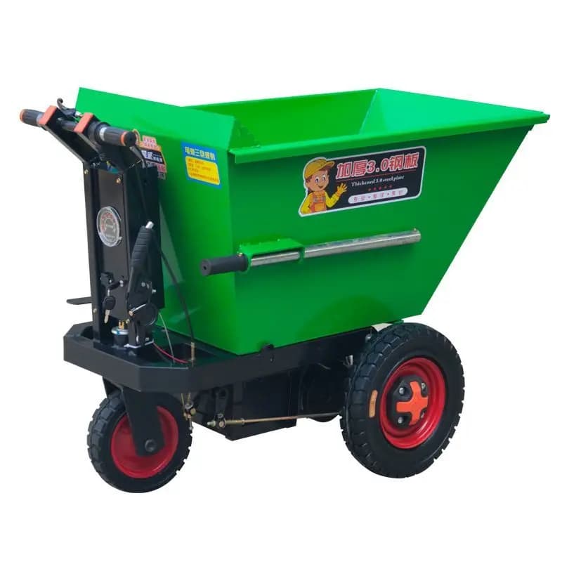 Three-wheeled dump truck, gray bucket truck, handling bucket truck, trolley, gray truck