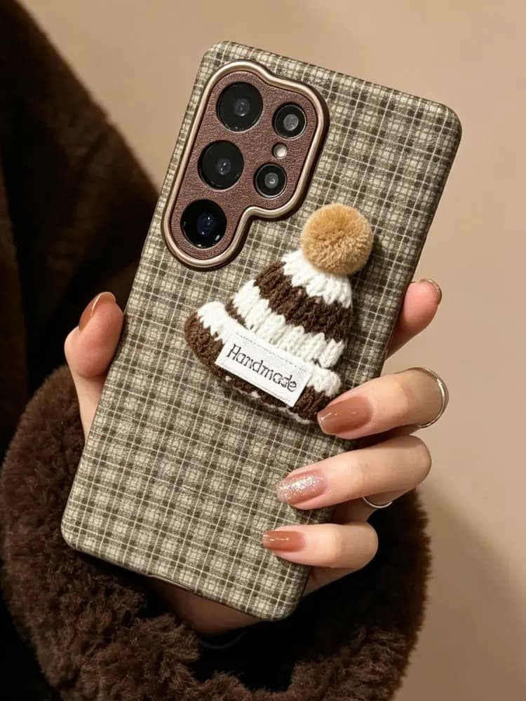 for s26 Ultra Case Cute 3D Knitted Mini Hat Handmade Decor Phone Cover For Samsung Galaxy S25 Ultra S26 Ultra S24 Ultra Cases