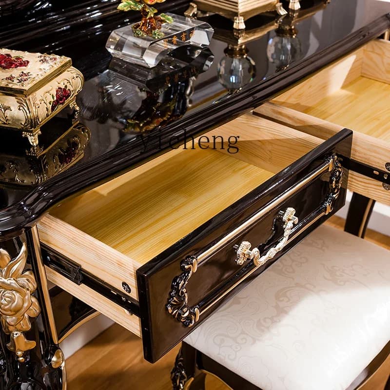 GZ-1 European Dresser Solid Wood Makeup French Luxury Dresser Desk Integrated Cloakroom Furniture
