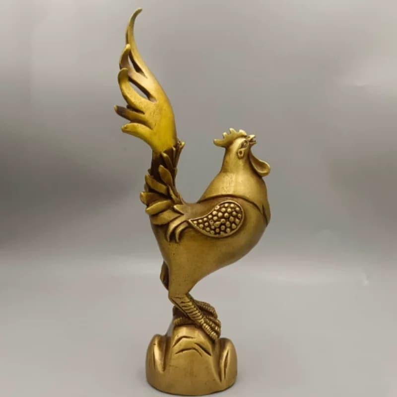 Antique collection brass zodiac rooster statues home decoration modern handicraft Chinese style ornaments