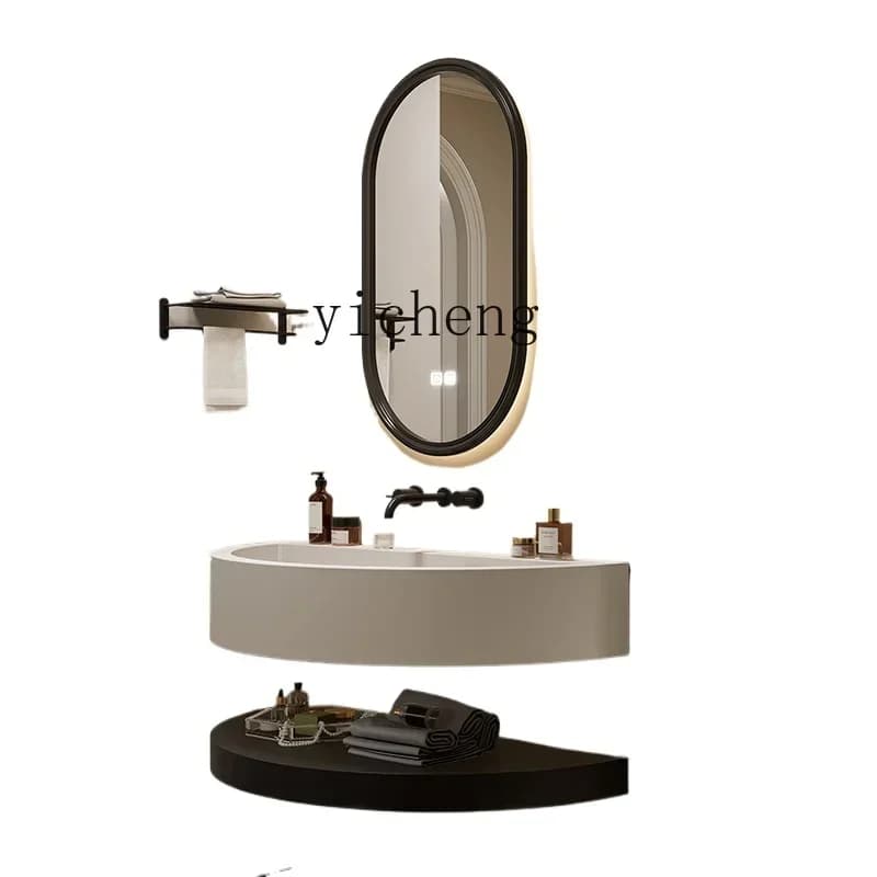 G2  minimalist smart bathroom cabinet Corian integrated basin suspended wall-mounted washstand