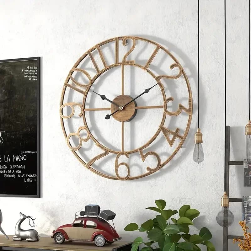 Retro Metal Wall Clock Creative Iron Art Decoration Digital Living Room Watch Home Decoration Wall Hanging Art Large Wall Clock