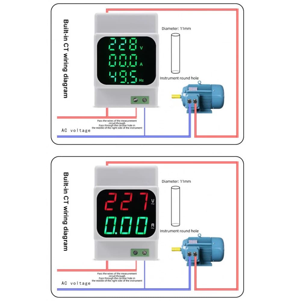 Multi Function Din Digital Voltage Current Frequency Combination Meter Digital Display Overvoltage and Undervoltage Protector