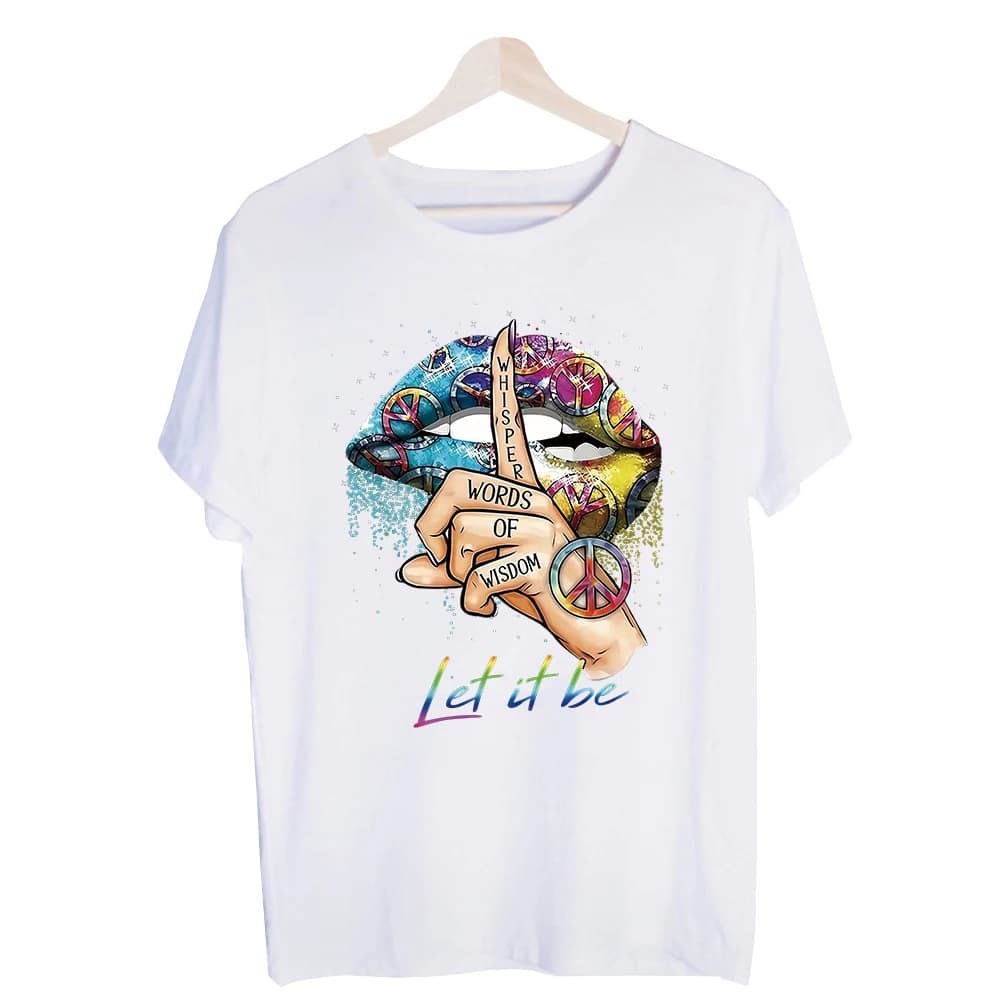 Men's Peace Sign Lips Graphic Tee, Short Sleeve Crew Neck T-Shirt with Slogan Print for Casual Streetwear and Summer Outfits