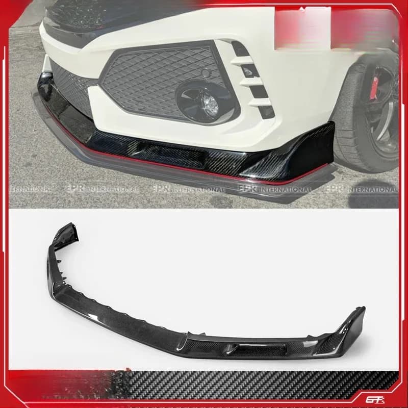 FK8 2017+ EV Style Carbon Fiber Front Lip Trim Glossy Carbon Bumper Spoiler Kit Type R Racing Body Kit