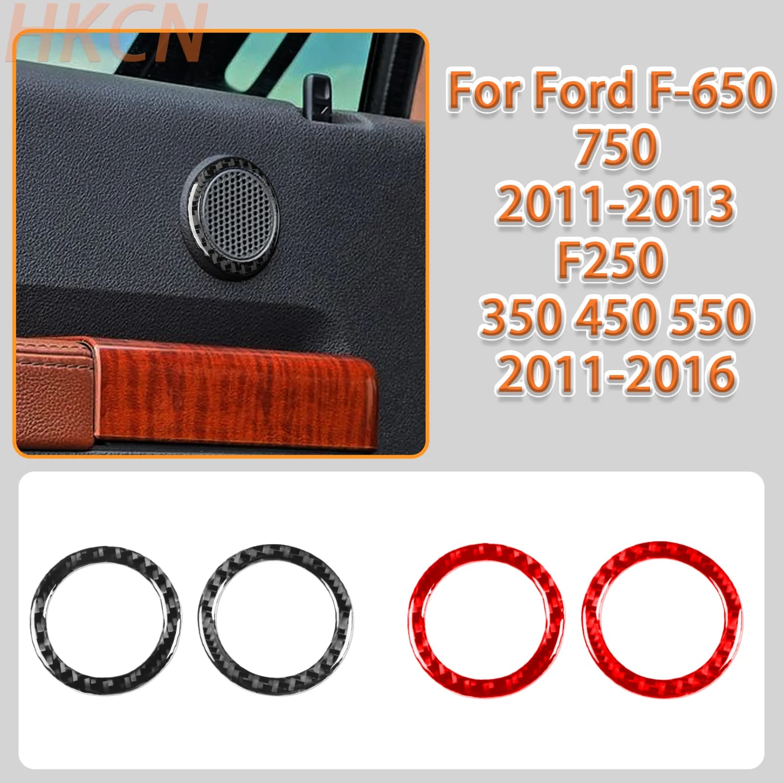 For Ford F650 750 F250 350 450 550 Car Side Rear Door Audio Speaker Speaker Ring Panel Carbon Fiber Interior Accessory Sticker
