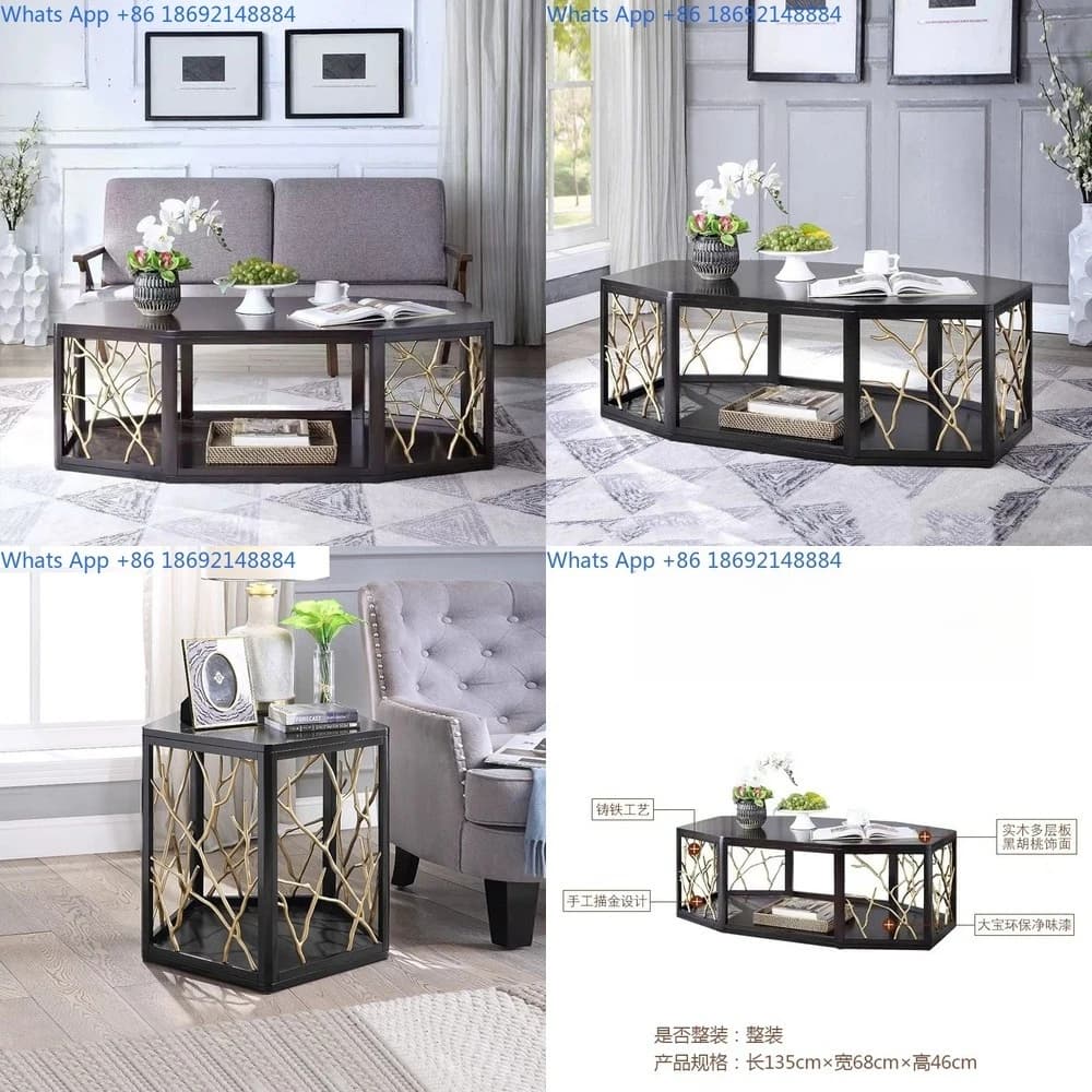 Minimalist Italian Style Coffee Table Modern Simple Art Decor Cabinet Living Room Luxury Solid Wood Large Tea Table