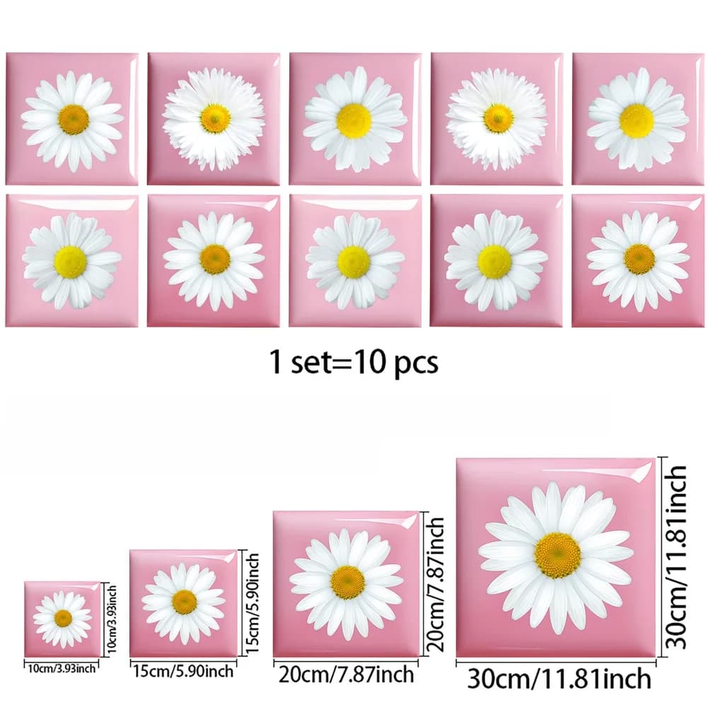 Romantic Glossy Pink Pattern Hard Wall Stickers Decals For Kitchen Backsplash Home Interior Renovation Supplies Self-Adhesive