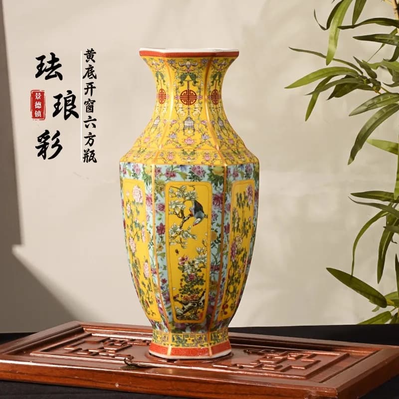 36.5cm/ceramic vase, living room flower arrangement, antique style large TV cabinet, antique stand, entrance hall, study decorat