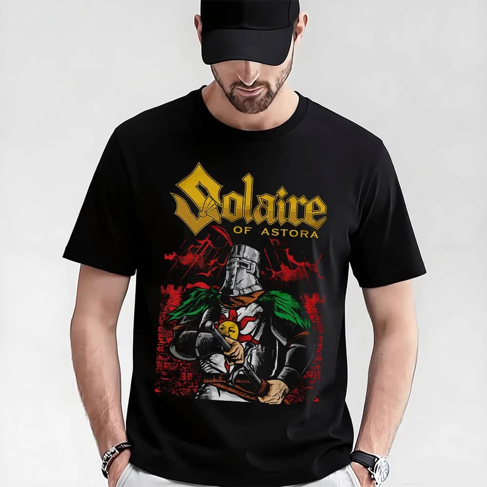 Dark Souls Praise the sun Gift T-shirt 0604 The Knight Solaire Graphic clothes Retro Game Tee US Size Tops S-6XL
