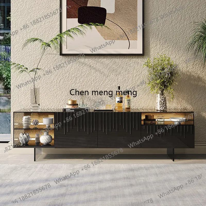 Italian light luxury TV cabinet living room suspended glass locker modern simple acrylic storage floor cabinet