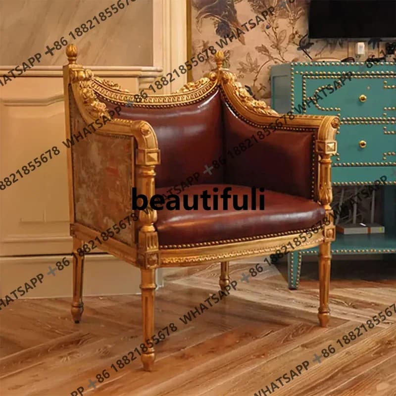 F150 H French classic single leisure chair beech hand-carved European single sofa clubhouse