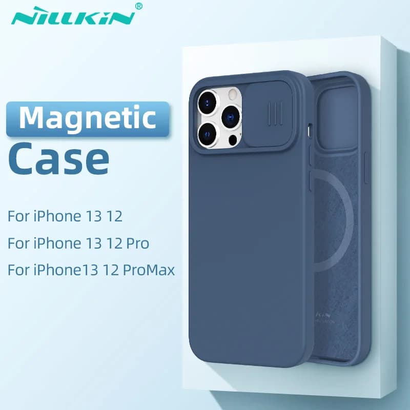 NILLKIN Magnetic Case For iPhone 14 Pro Max Liquid Silicone Soft Case For iPhone 13 ProMax Case Slide Camera Protection Cover
