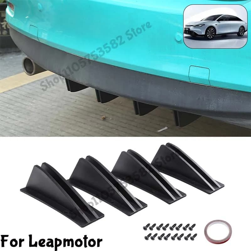 For Leapmotor Rear Bumper Shark Fin Diffuser Carbon Fiber Lip Spoiler Airflow Anti-Collision Protector