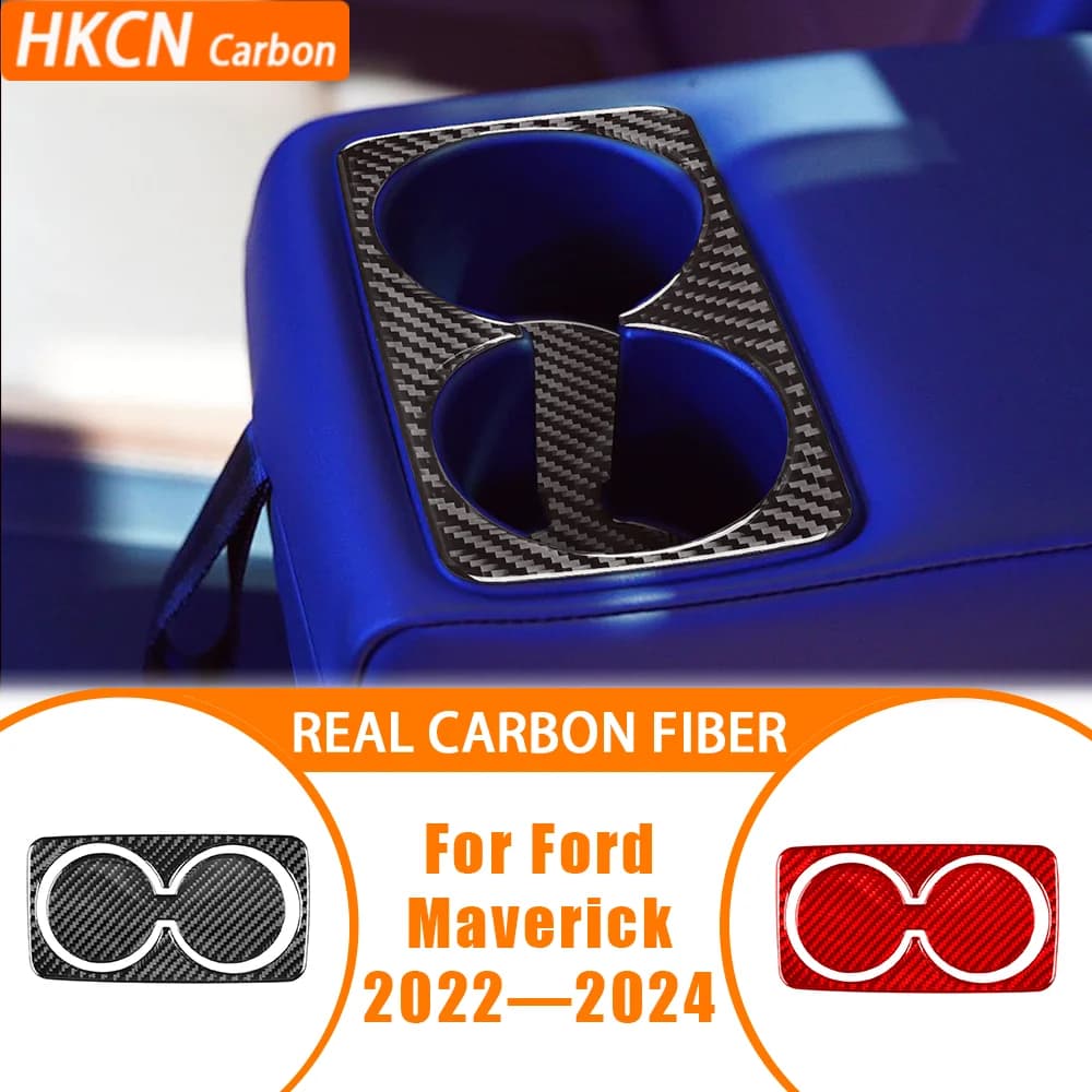 Carbon Fiber Rear Cup Holder Panel Car Interior Accessories Cover Trim Sticker Modification For Ford Maverick 2022—2024