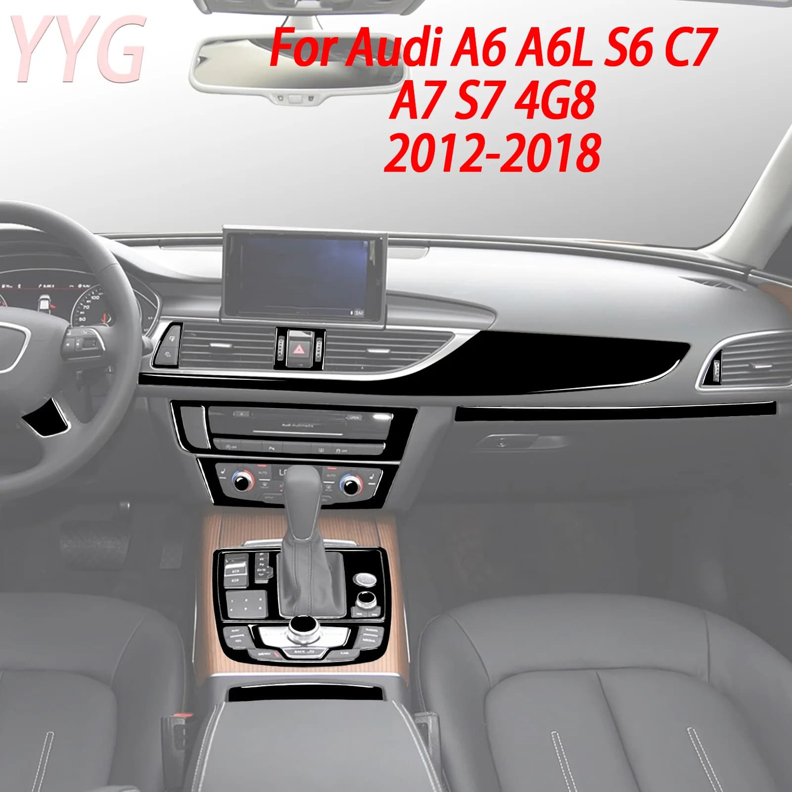 Car interior Accessories Moulding Carbon Fiber Stickers Central Control Gear shift Panel Trim Cover Decals For Audi A6 s6 A7 s7