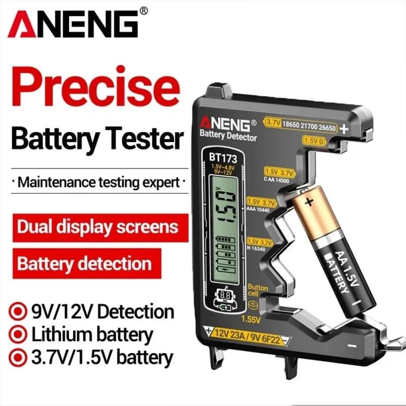 Universal Battery Tester ANENG BT173 Battery Detector Test C D AA AAA N 9V Cell Button Meter Visual Display Testing Tester Tool