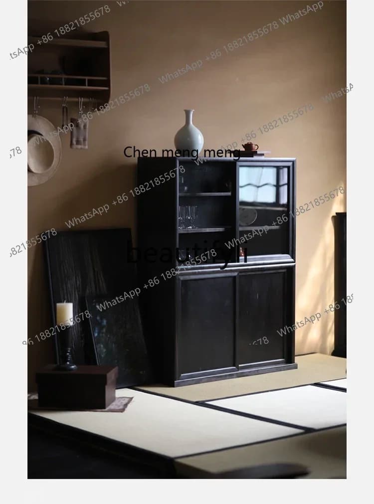 CC Storage Combination Cabinet Tea Accessories Tea Storage Cabinet Mortise and Tenon Structure