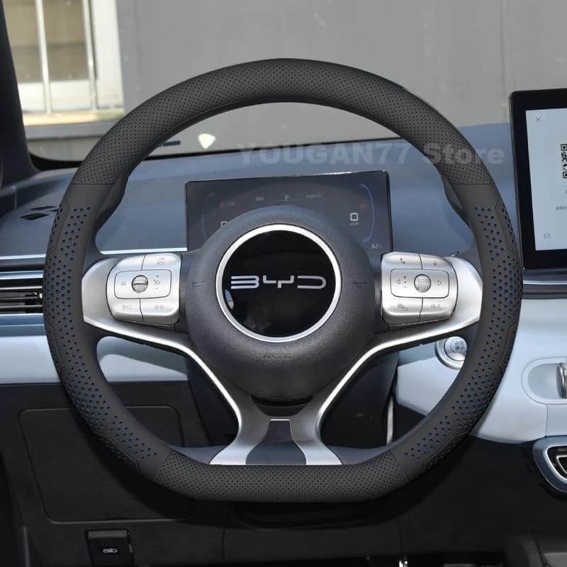 Leather Car Steering Wheel Cover For byd Atto 3 Yuan Plus 2022-2025 Ultra Thin Auto interior byd Yuan Plus Accessories 2025