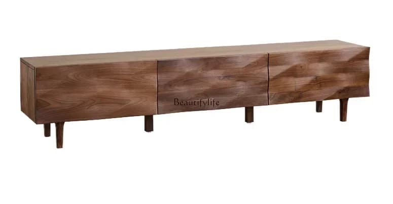 FGNorth American black walnut all-solid wood TV cabinet small apartment storage and storage integrated floor cabinet