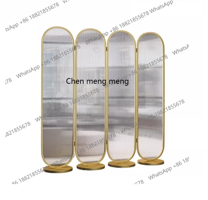 S7486 ss Glass Screen Folding Movable Household Minimalist Living Room Floor Partition Entrance Modern Restaurant Blocking home