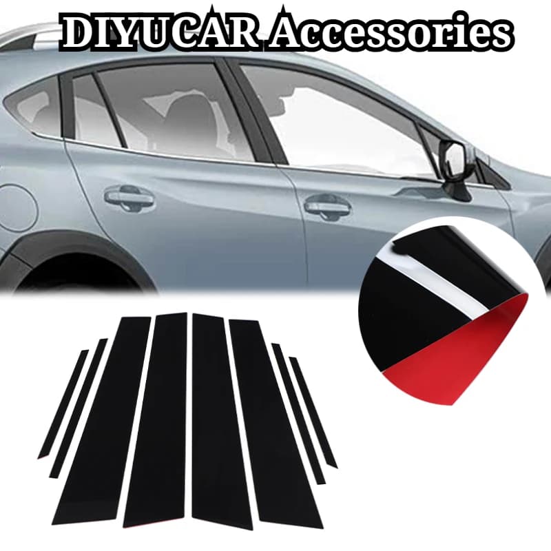 For Subaru WRX Levorg 2015-2021 XV 2018-2022 PC Black Car Door Window Center B Pillar Post Cover Trim Exterior Car Accessories