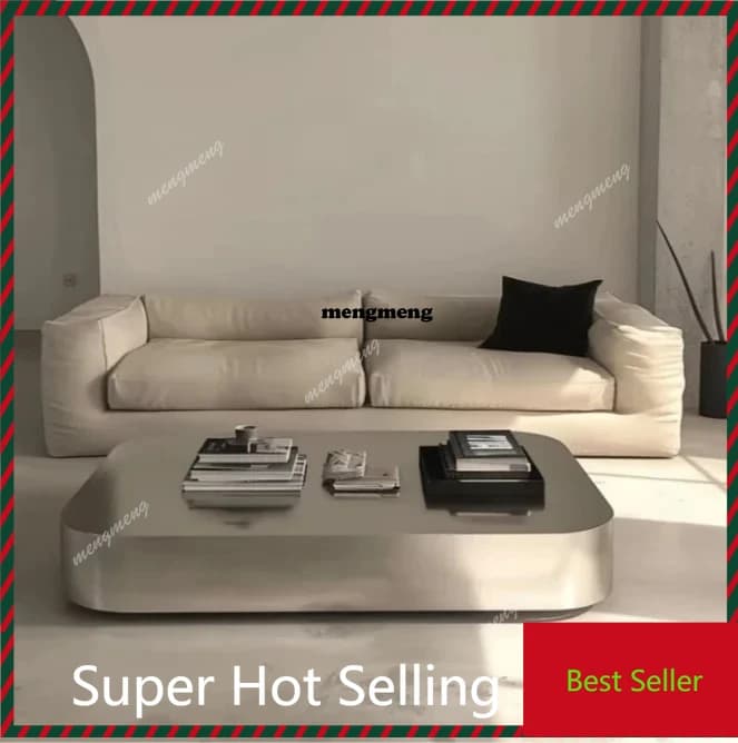 Artistic sense Light luxury stainless steel coffee table living room small home apartment modern and simple design