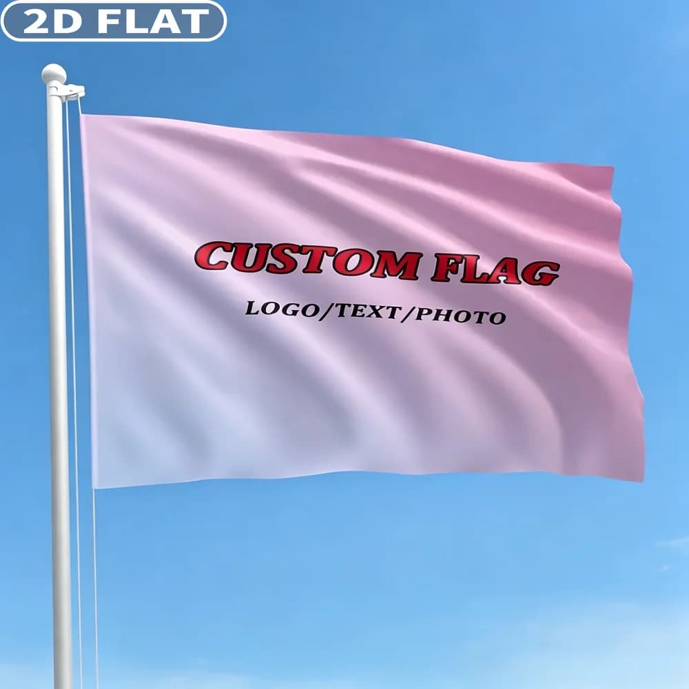 1pc 2D FLAT Personalized Single-Sided Flag 4 Size Options Available, Custom Text/Logo/Photo Design, Brass Rope Ring