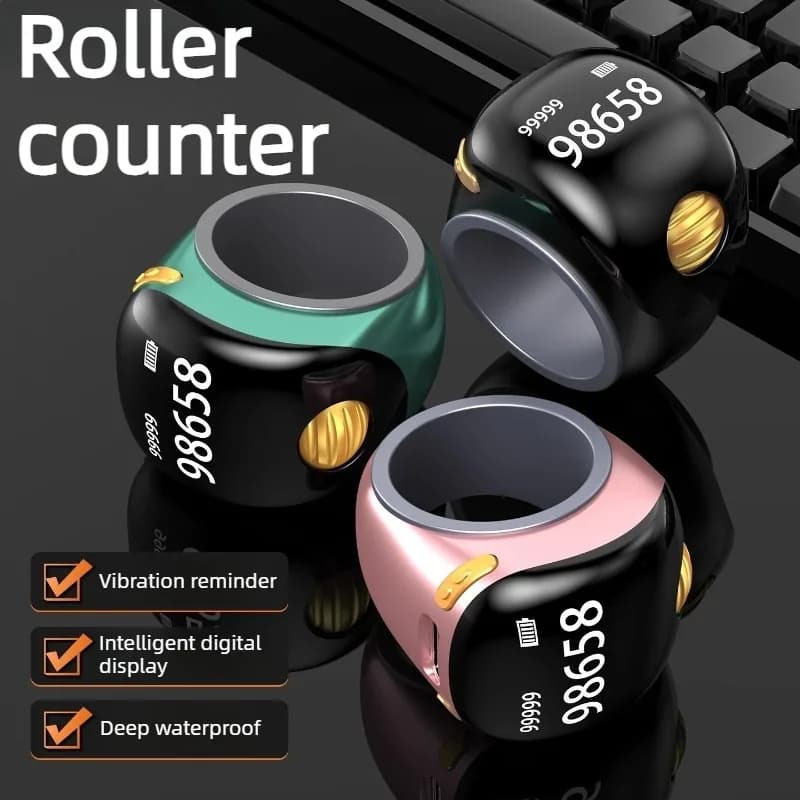 Ring Charging Counter Electronic Digital Display Counters Portable Waterproof Roller Counter Type-c Charging 5 Digit Counters