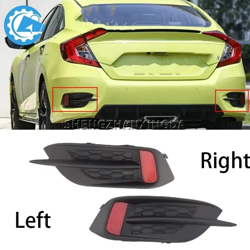 Suitable for Honda Civic X 2016-2020 Rear Bumper Fog Light Reflector Brake Light Rear Fog Light Brake Light Warning Light